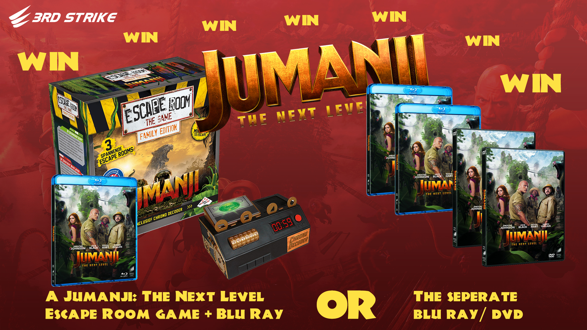 3rd Strike Com Contest Jumanji The Next Level Escape Room Blu Rays And Dvds