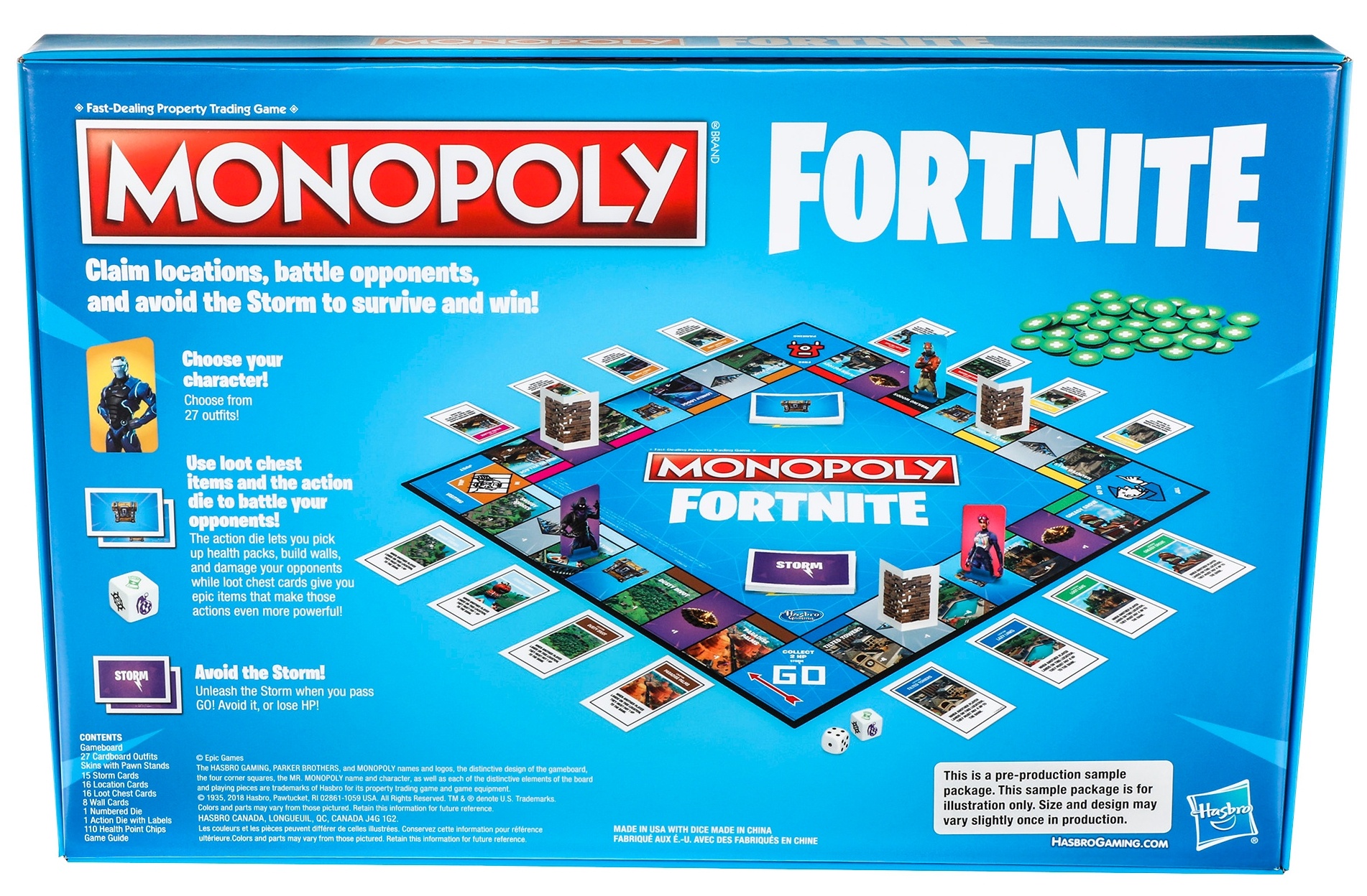 Fortnite Monopoly Edition Board Game Hasbro 27 Characters 2018 for sale online 
