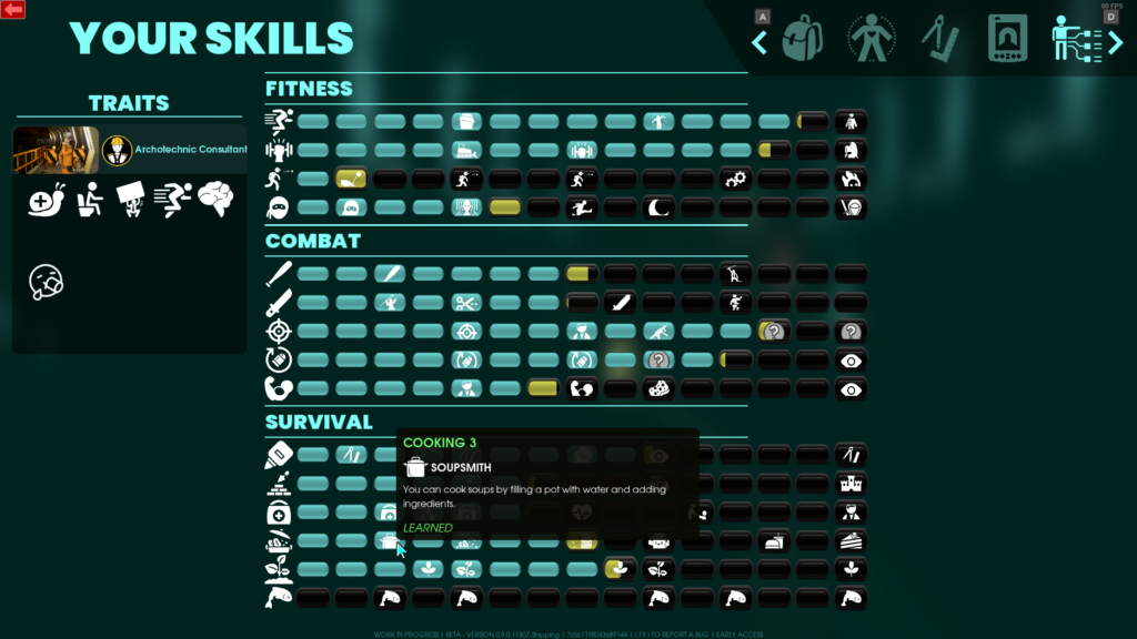 At time of writing, 14 skills are available for players to advance in.